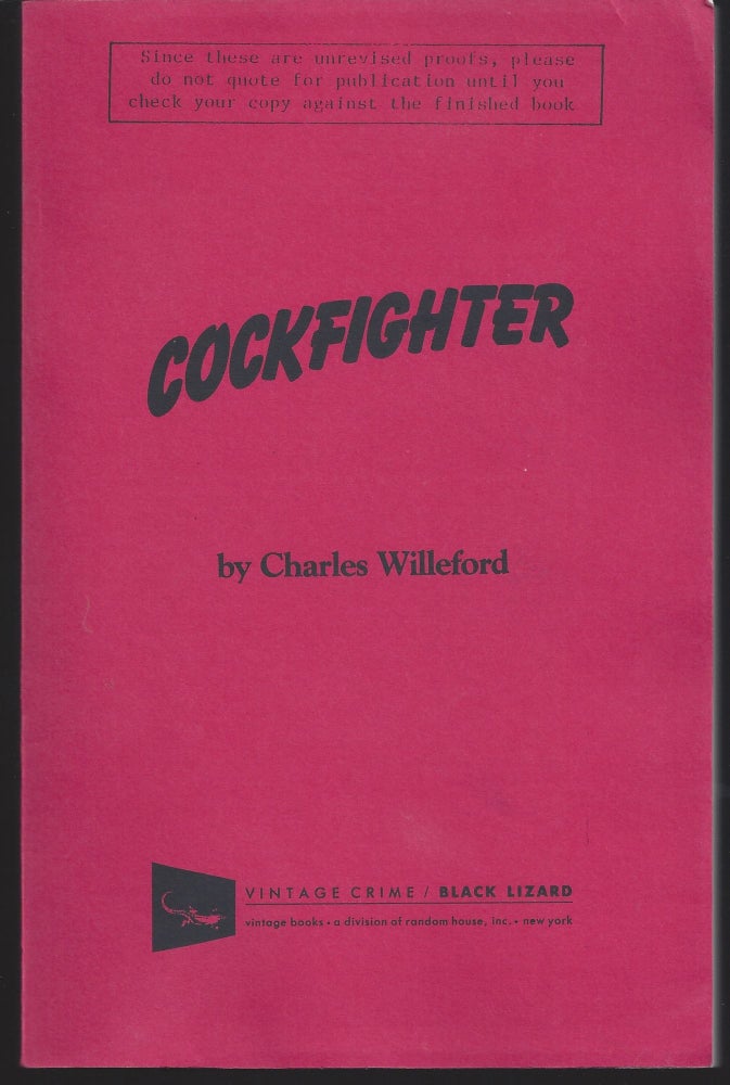 Item #005384 Cockfighter. Charles Willeford.