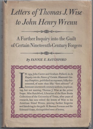 Item #009974 Letters of Thomas J. Wise to John Henry Wrenn. Fannie E. Ratchford