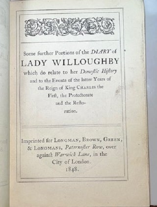 So Much of the Diary of Lady Willoughby as Relates to Her Domestic History & to the Eventful Period of the Reign of Charles the First, {with} Some Further Portions of the Diary of Lady Willoughby (Signed Zaehnsdorf Bindings)