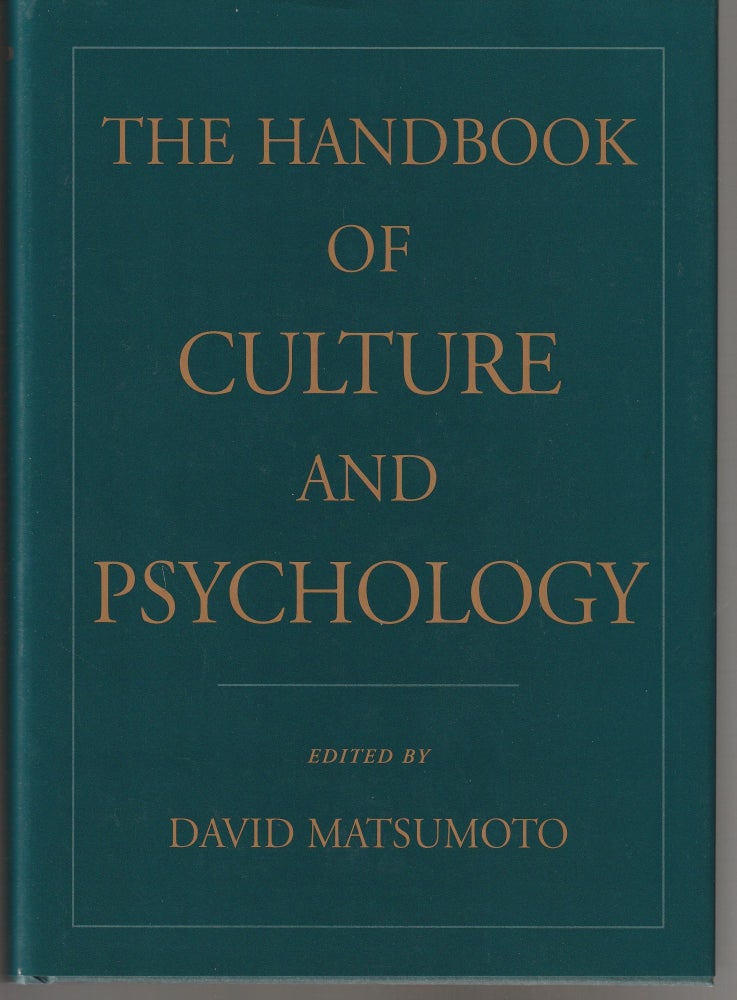 Item #011437 The Handbook of Culture and Psychology. David Matsumoto.