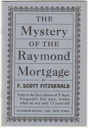 Item #012339 The Mystery of Raymond Mortgage. F. Scott Fitzgerald