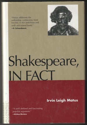Item #012852 Shakespeare, in Fact. Irvin Leigh Matus