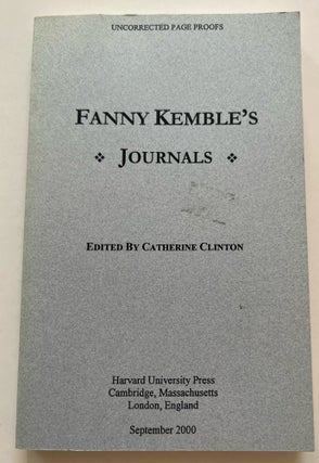 Item #013401 Fanny Kemble's Journals (Uncorrected Proof). Fanny Kemble, Catherine Clinton