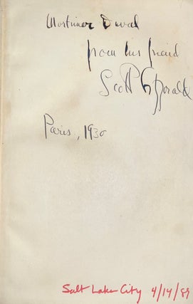 Item #014377 The Story of San Michele (Inscribed by F. Scott Fitzgerald to Personal Friend). Alex...