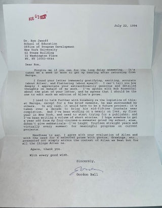 Allen Ginsberg: Journals Mid-Fifties 1954-1958 (Signed Presentation Copy and TLS)