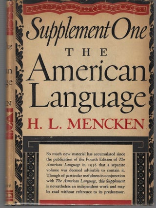 Item #015934 The American Language - Supplement One. H. L Mencken