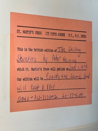 The Shilling Shockers: Stories of Terror from the Gothic Bluebooks (St. Martin's Press Promotional Copy from the Personal Collection of Otto Penzler)
