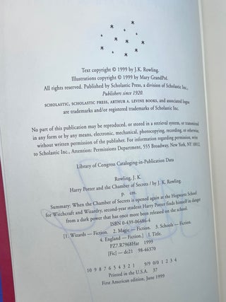 Harry Potter and the Chamber of Secrets (Signed First Edition)