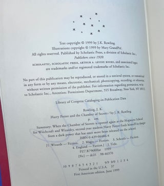Harry Potter and the Chamber of Secrets (Signed First Edition)