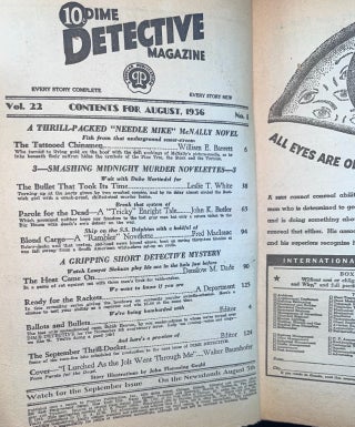 Dime Detective Magazine August, 1936; Vol. 22, #1